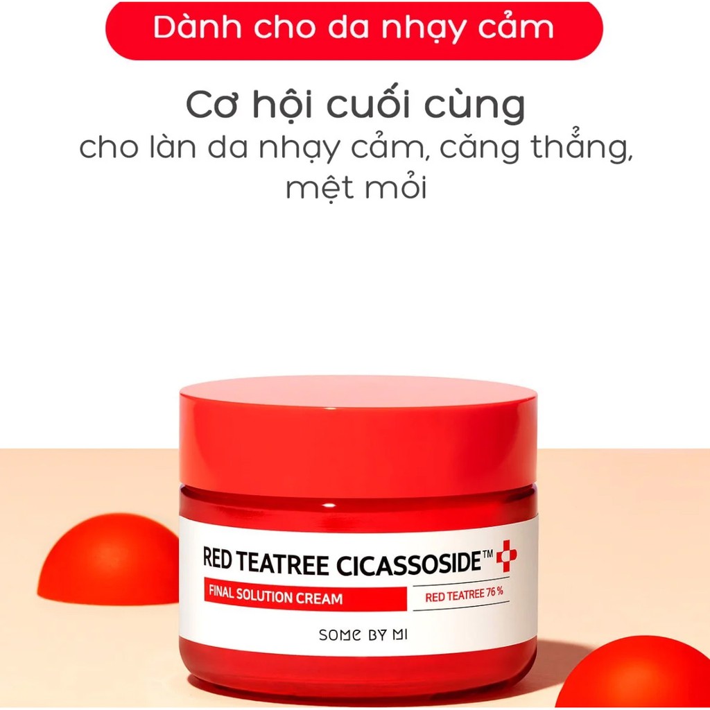 Kem Dưỡng Giảm Mụn Cho Da Nhạy Cảm Some By Mi Red Tea Tree Cicassoside Derma Solution Cream 50ml