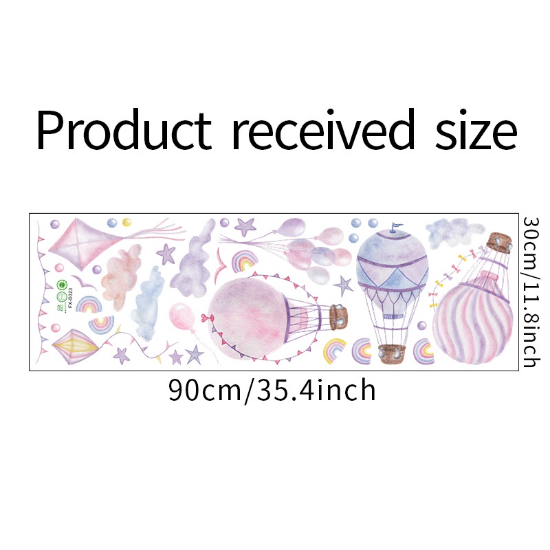 Miếng Dán Tường Trang Trí Hình Khinh Khí Cầu Cầu Vồng/Ngôi Sao/Đám Mây Màu Tím/Hồng Dành Cho Trẻ Em