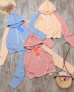 Áo mũ croptop phối tay japlang D&N