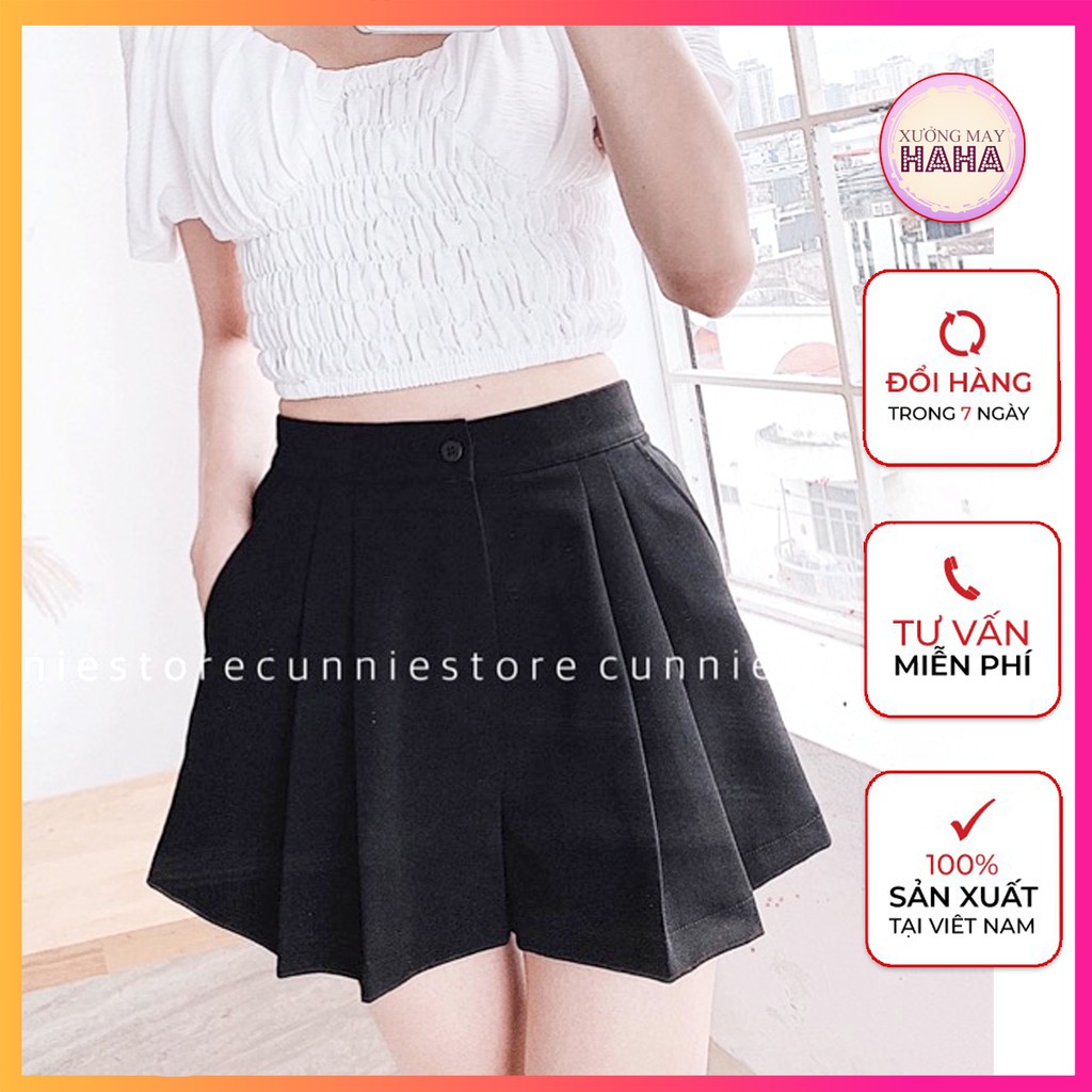 Quần sooc nữ ống rộng giả váy dáng xòe xếp ly, Quần short nữ ống rộng dáng xòe | BigBuy360 - bigbuy360.vn