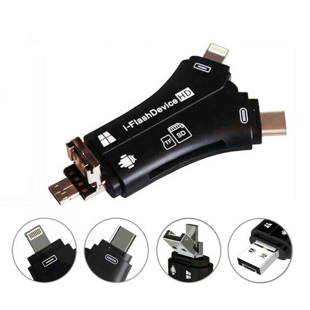 4 in1 USB i-Flash Drive HD Micro SD TF Card Reader