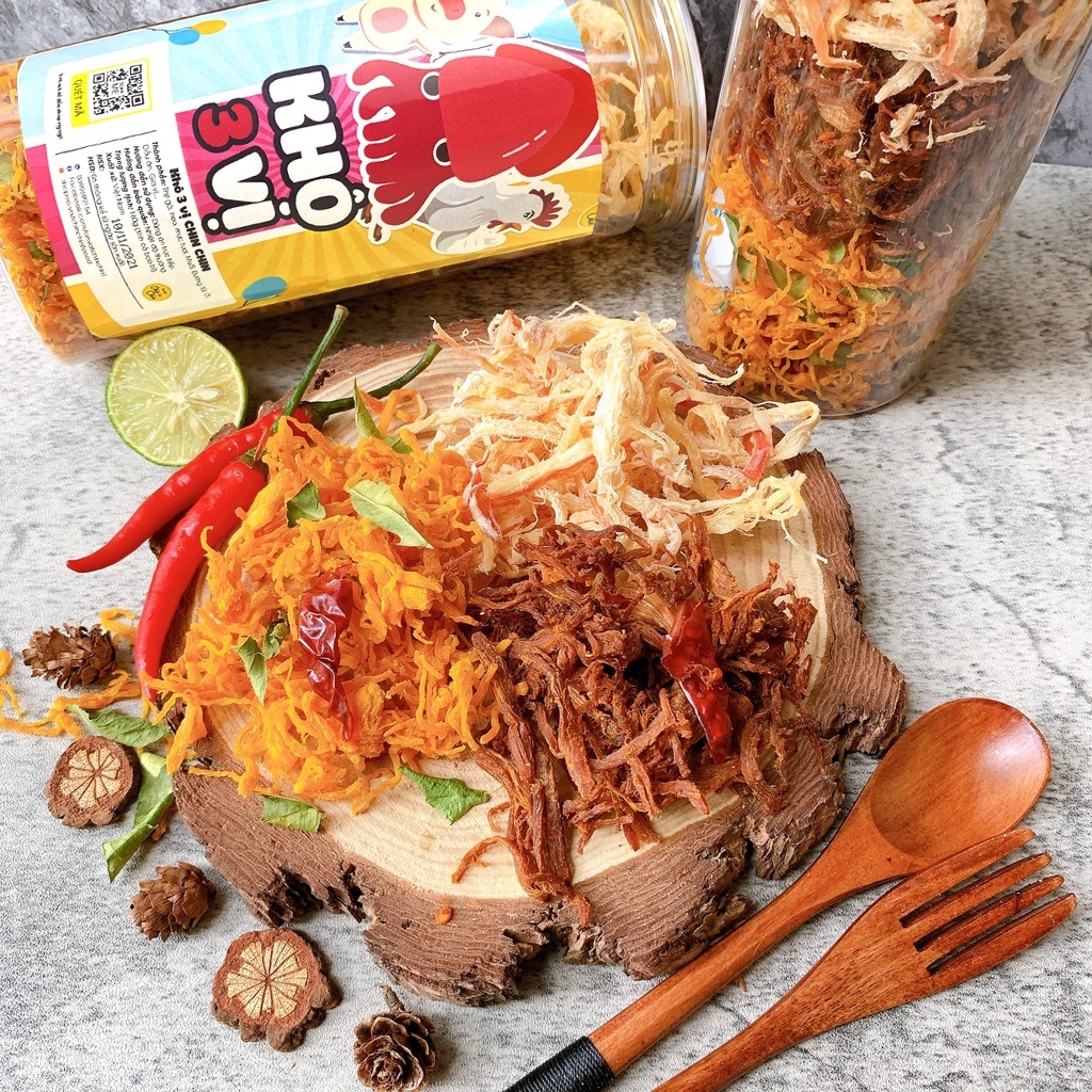 Đồ ăn vặt khô gà mix khô  mực, khô heo thịt khô mix 3 vị 300g ChinChin | BigBuy360 - bigbuy360.vn