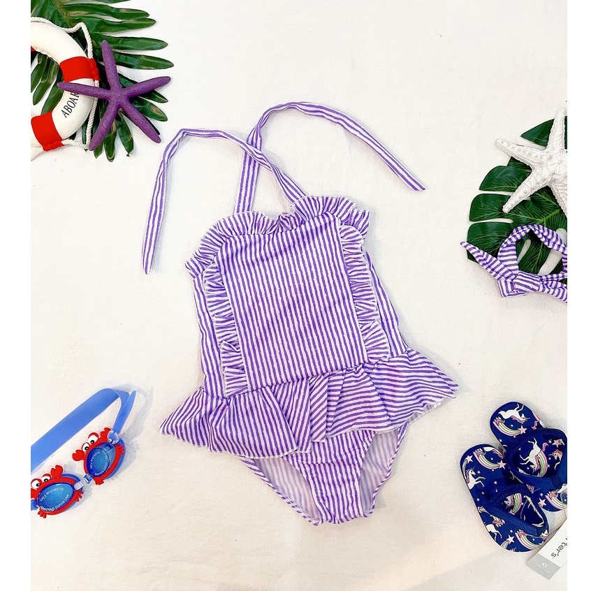 Bikini vintage mùa hè kèm turban cực yêu cho bé gái từ 11-27kg size từ 3 đến 7Y