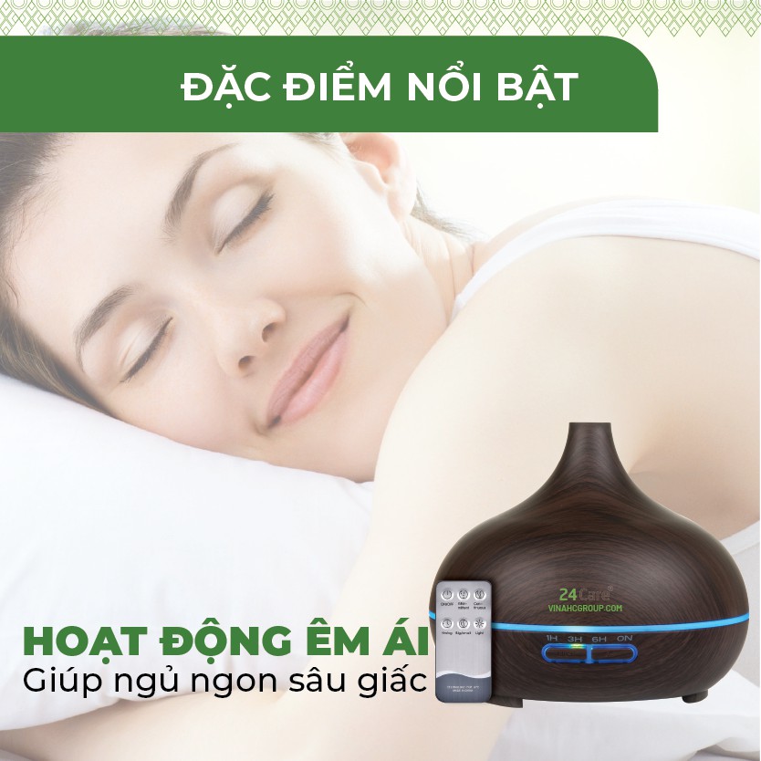 Máy khuếch tán tinh dầu 24Care công suất 10W dung tích 500ml có chế độ hẹn giờ