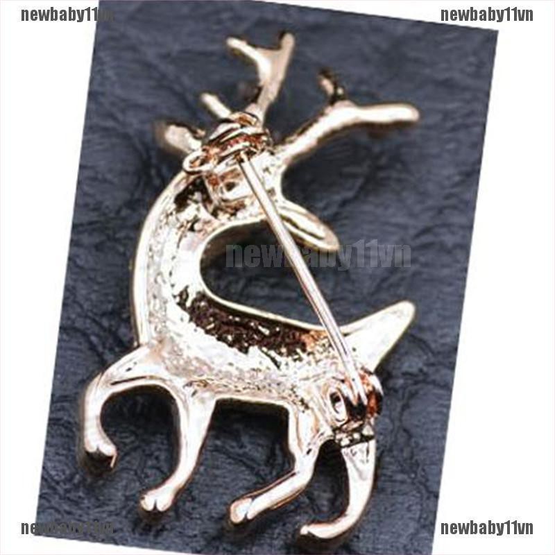 Ghim cài áo hình con nai đính đá nhân tạo thời trang