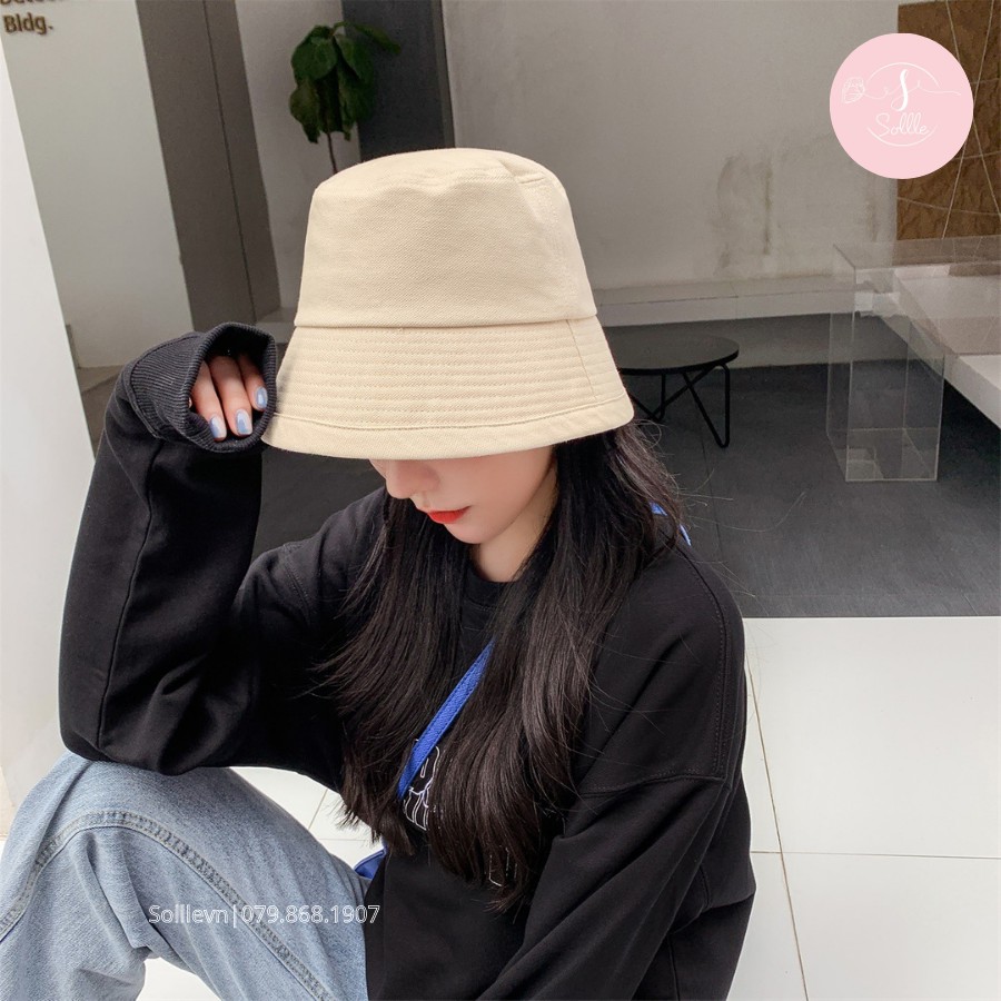 Mũ bucket vành cụp Sollle trơn phong cách Ulzzang Unisex M02