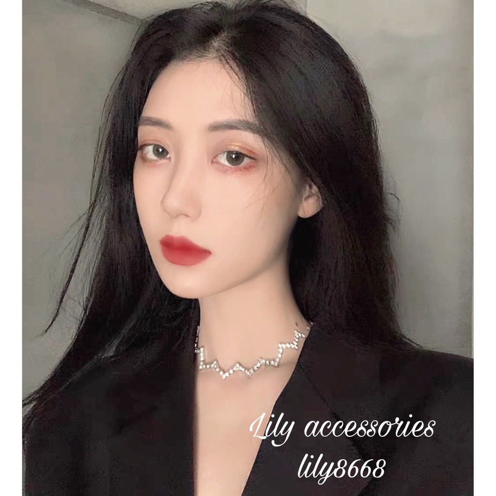 Wave Choker Necklace Chain Shiny vòng cổ choker lượn sóng đính kim lấp lánh