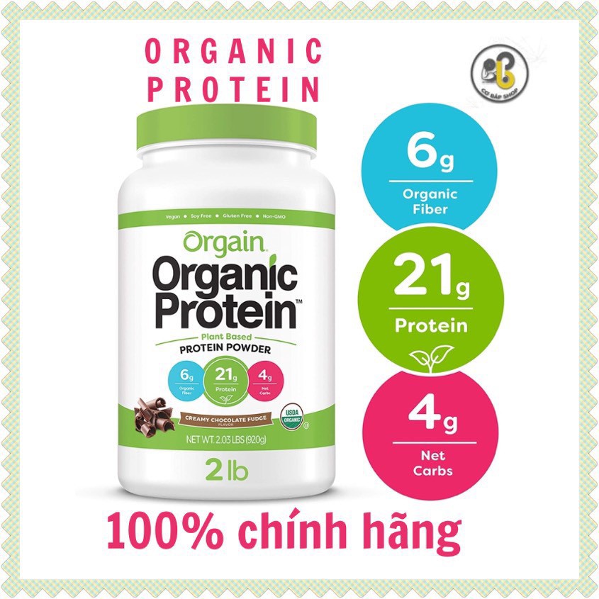Sữa Protein Hữu Cơ ORGANIC PROTEIN - 100% Vegan - Thực phẩm cho người ăn chay - Hàng chính hãng ( Hộp 920g )