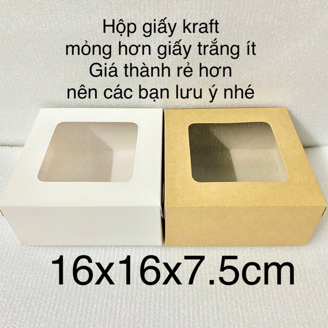 Hộp Bánh Bông Lan Trứng Muối handmade kích thước 16x16x7.5cm - SET 10 HỘP