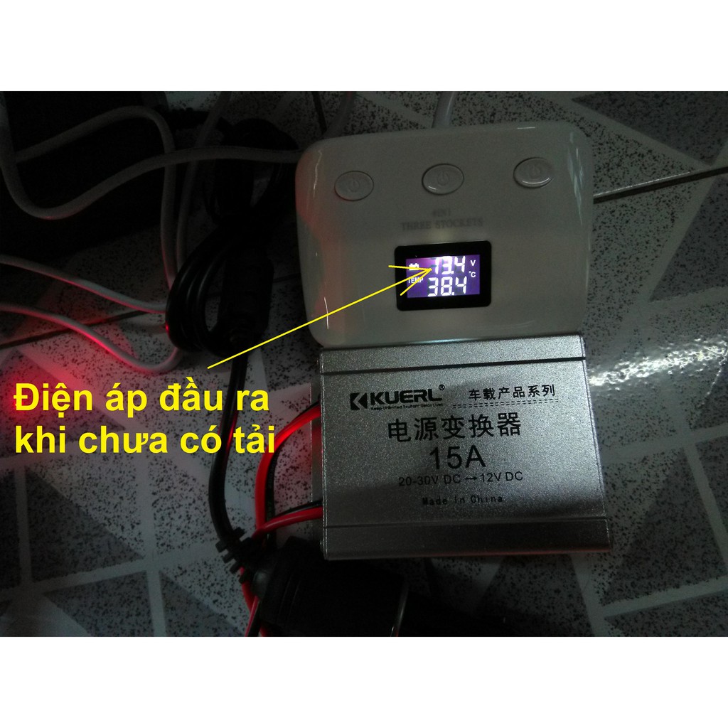 Cáp tẩu thuốc chuyển 24V sang 12v 15A(Module hạ áp 24V xuống 12V 15A)