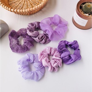 ( SIÊU XINH) Dây Cột Tóc Srunchies Nữ Xinh Xắn Màu Tím Mộng Mơ.