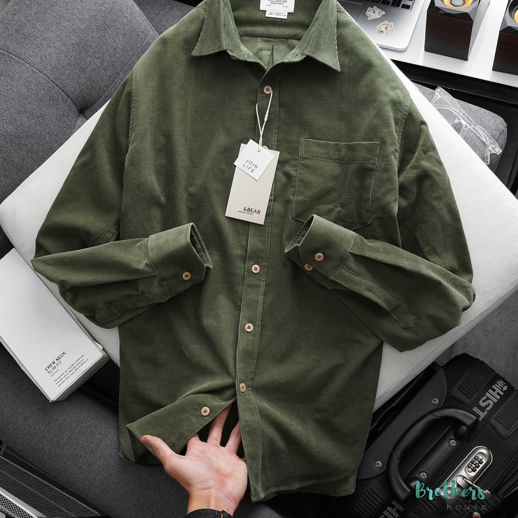 Áo sơ mi nhung P&B, chất nhung cực mịn xịn sò