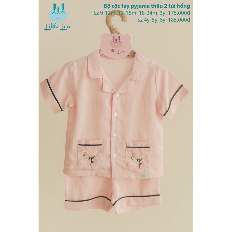 [ LITTLE LOVE ] Bộ cộc tay pyjama bé gái Little love 2021