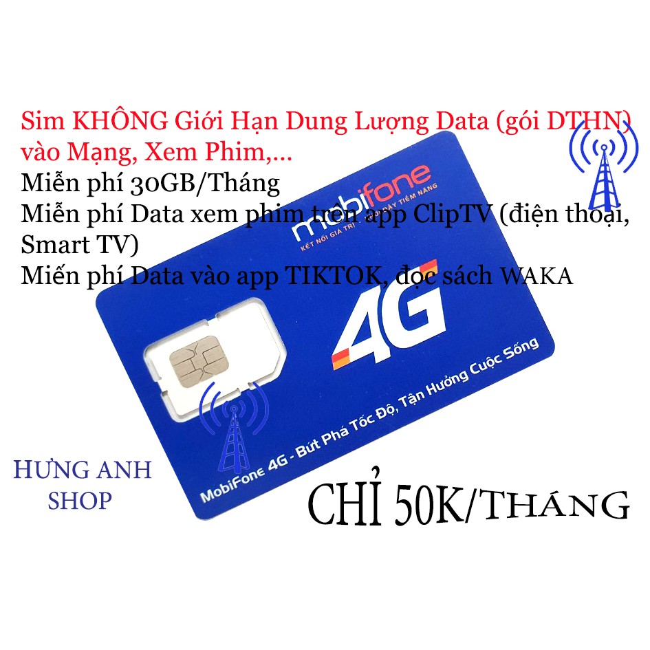 [DTHN] Sim DATA MOBIFONE MAX DUNG LƯỢNG, KHÔNG GIỚI HẠN TỐC ĐỘ, CHỈ 50K/THÁNG (SHIP NOW 1H HÀ NỘI)