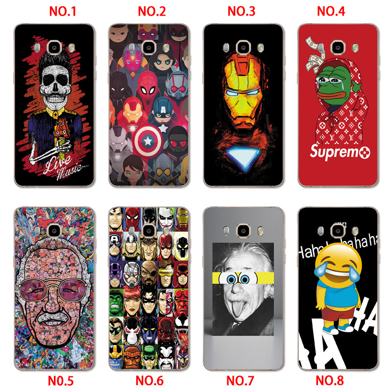 Samsung Galaxy A9 C5 C7 C9 Pro /J7 J5 2015 INS Cute Cartoon Avengers Soft Silicone TPU Phone Casing Hero iron Man Graffiti Case Back Cover Couple