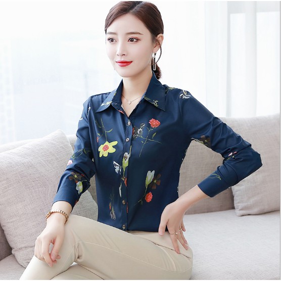 (video + ảnh thật) Sơ mi nữ công sở hoạ tiết hoa xinh sm121