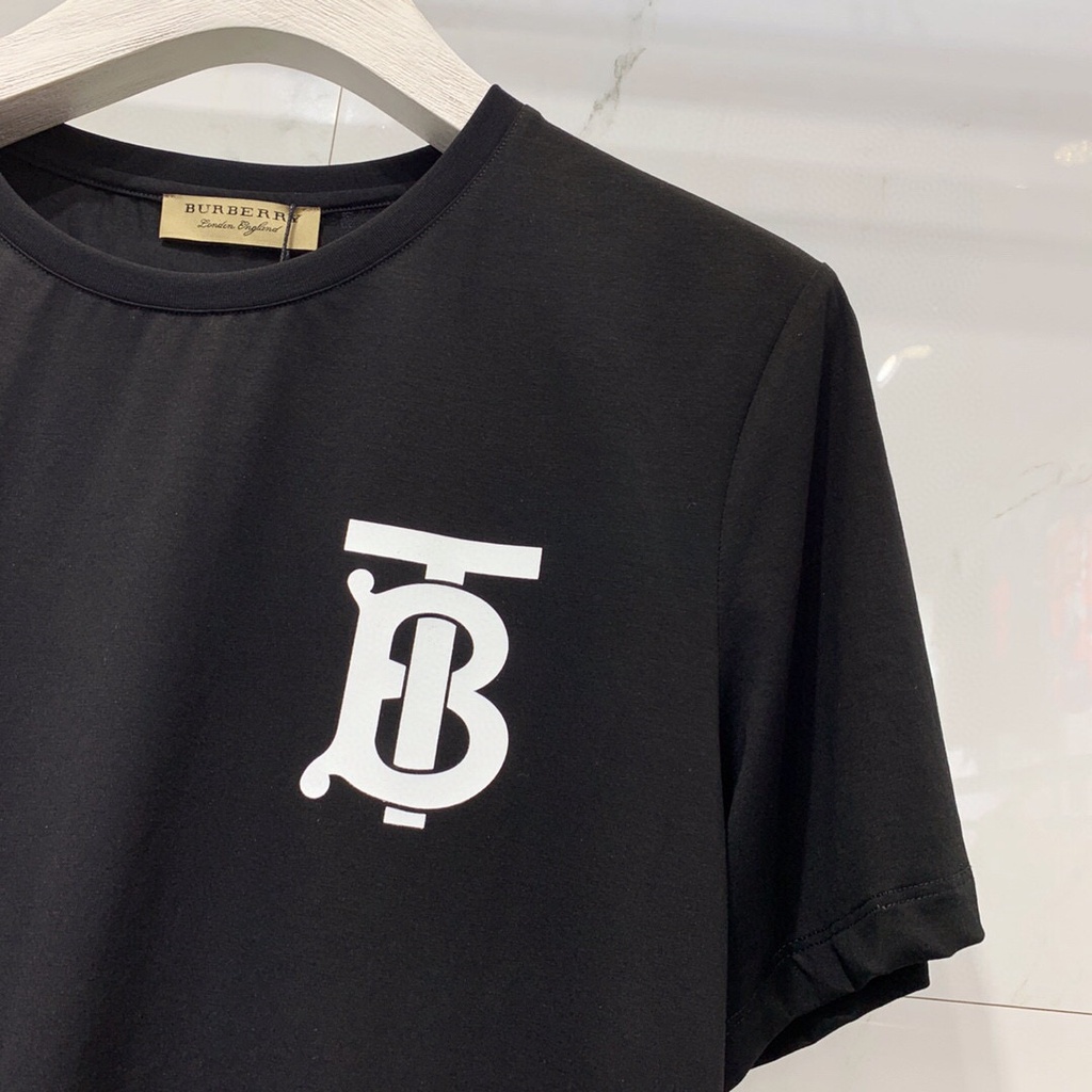 Áo Thun cotton Tay Ngắn Cổ Tròn In Chữ Burberr 2022 Thời Trang Mùa Hè Cho Nam Giới