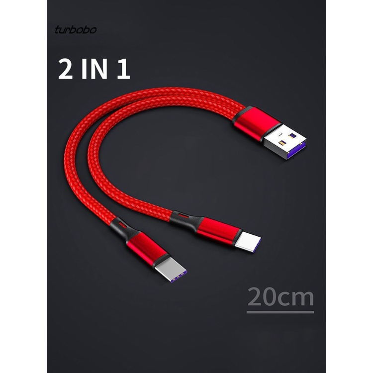 Dây cáp sạc bện nylon 2 trong 1 dài 0.2m cho Android/Type-C/for iOS