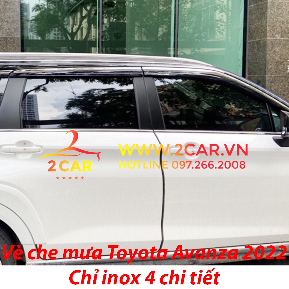 Vè che mưa, viền chắn mưa xe Toyota Avanza 2022 loại chỉ Inox 4 chi tiết cao cấp