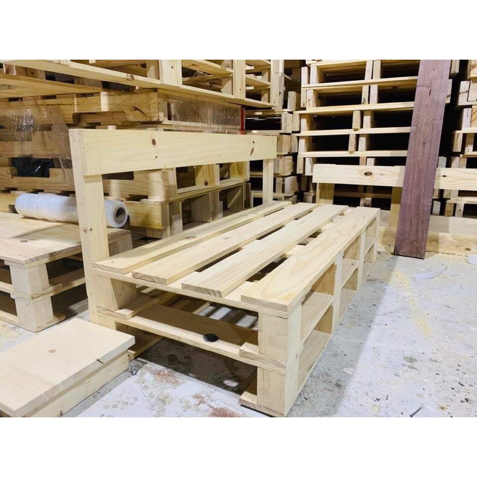 Ghế sofa pallet, Bộ Bàn Ghế Pallet Gỗ Thông - PalletBoy94