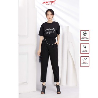 Aó thun nữ CRAZYTEEN form rộng in chữ (AC0446)