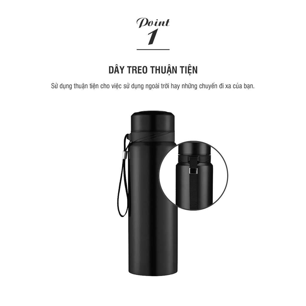 Bình Giữ Nhiệt LocknLock 800ML Có Khay Lọc Trà Và Dây Treo Lock&Lock Vacuum Bottle LHC6180 T2Cmall