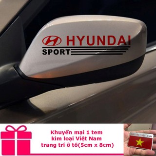 Bộ 2 tem dán trang trí gương xe ô tô (Hyundai) - Tặng 1 tem dán kim loại Việt Nam