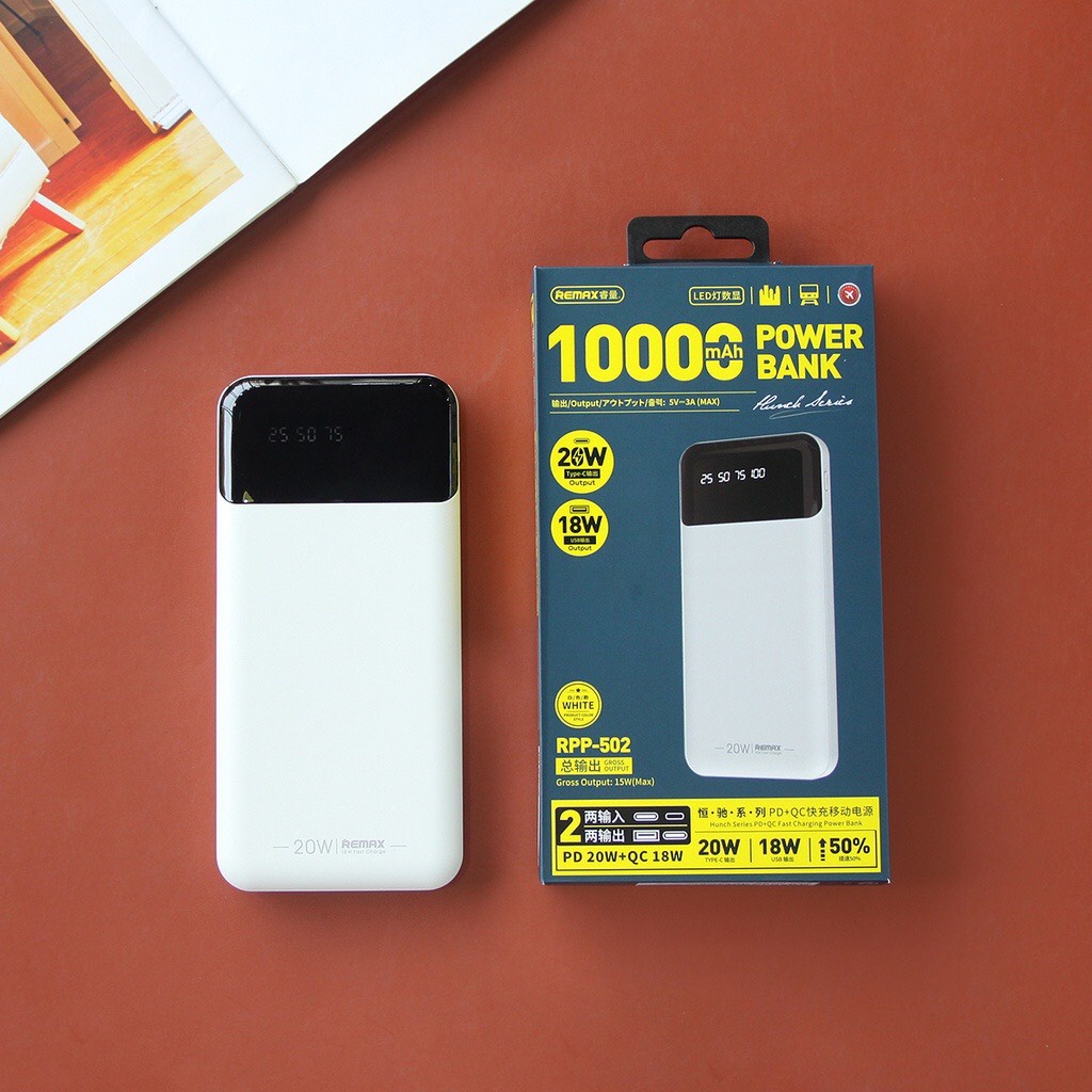 Pin sạc dự phòng 20w Remax RPP-502 Dung Lượng 10000mAh 20W + 18W PD + QC Mini