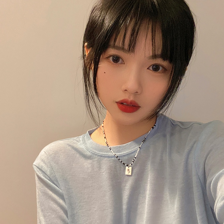Vòng cổ Chuỗi Hạt Hình Hoa Màu Trắng Đen Phong Cách Cổ Điển