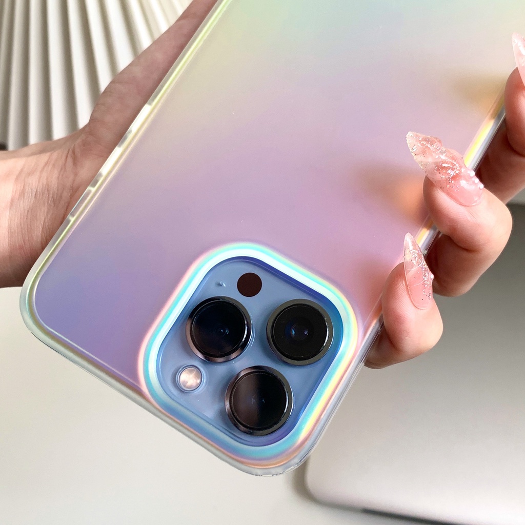 Ốp Điện Thoại Mặt Nhám Chống Sốc Màu Laser Họa Tiết Trái Tim Sang Trọng Cho iPhone 14 Pro Max 13 11 12 Pro Max X XS 7 8 Plus SE 2020