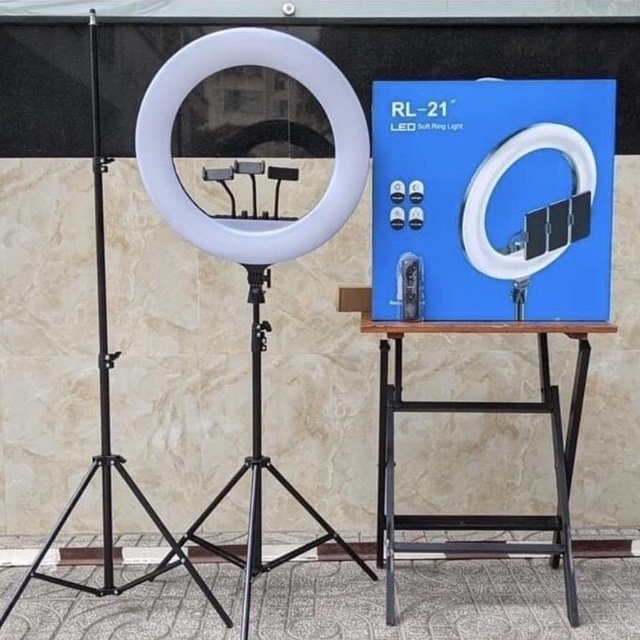 Bộ Đèn Led Livestream RL21 Size 54cm + Chân Đèn + 3 Kẹp Điện Thoại - Cực Chắc Chắn - Livesteam - Quay TikTok - Makeup