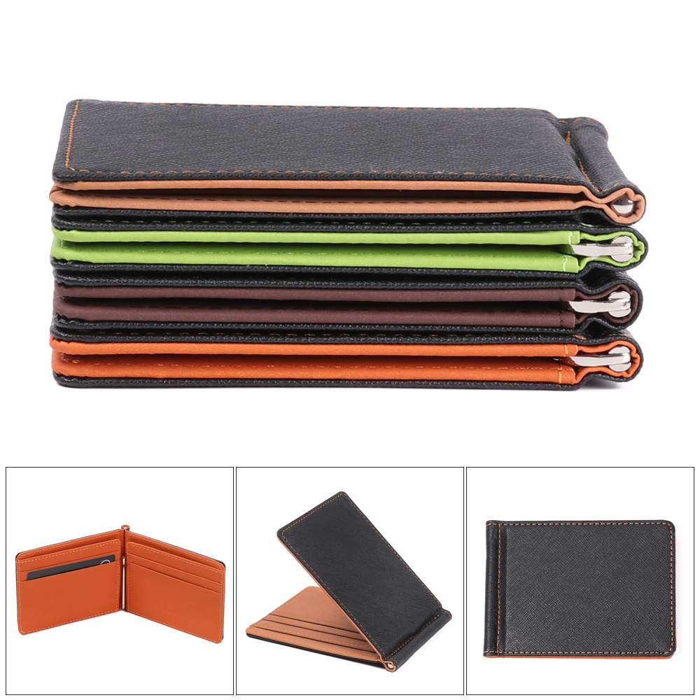 BJIA Slim Short Skin Purses Business Bifold Money Clip Men Wallet Credit Card Sollid Thin Wallet Fashion PU Leather ID Card Holder/Multicolor