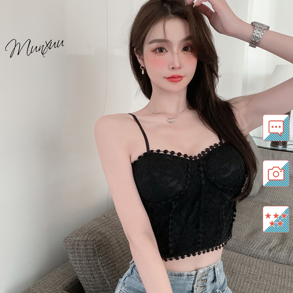 Áo bra 2 dây Munxuu phối ren phong cách Hàn Quốc - BR16
