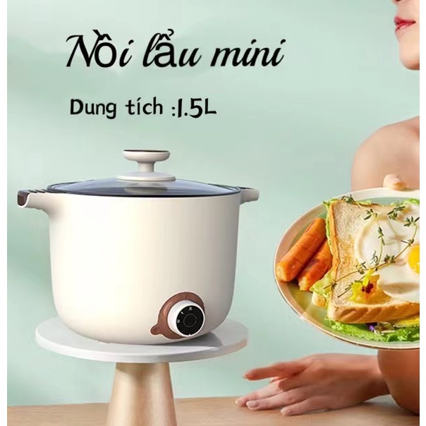 Nồi Lẩu Mini Đa Năng Xào, Hấp, Chiên, Nấu Cơm, Nấu Cháo