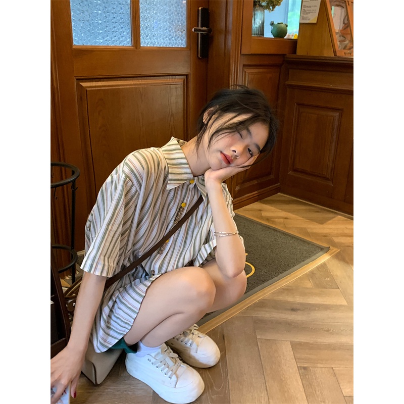 NRVP Áo sơ mi dáng rộng thời trang Hàn Quốc cá tính cho nữ