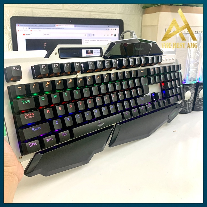 Bàn Phím Cơ Gaming Keycap Xuyên Led Đổi Màu Bosston MK915 Bàn Phím Máy Tính Laptop Có Dây Keyboard Chơi Game