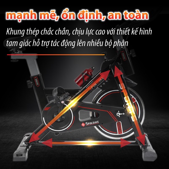 CHAIR SPIN - Xe đạp tập thể dục cao cấp SPINNING BIKE Model mới S500 BLACK