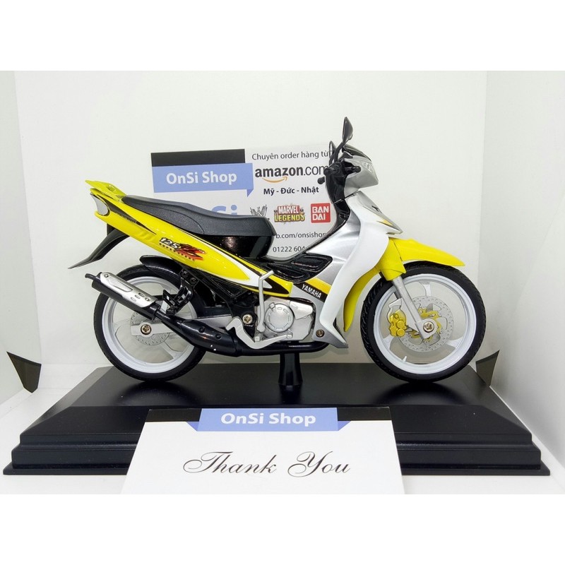 YAMAHA YAZ 125cc (Y125ZR) MÔ HÌNH XE MOTOR ( VÀNG - BẠC - TRẮNG - bánh trắng ) tỉ lệ 1/12