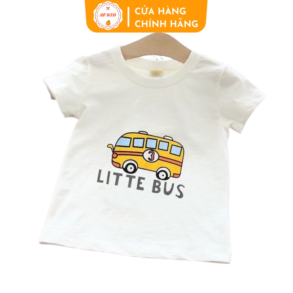 Áo thun trắng AF KID họa tiết Kute Car cho bé trai bé gái chất cotton giấy mềm mịn mát