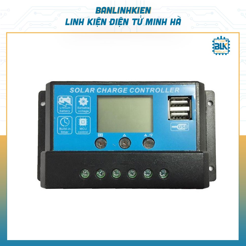 Bộ Điều Khiển Sạc Pin Mặt Trời 12/24V 30A Có USB