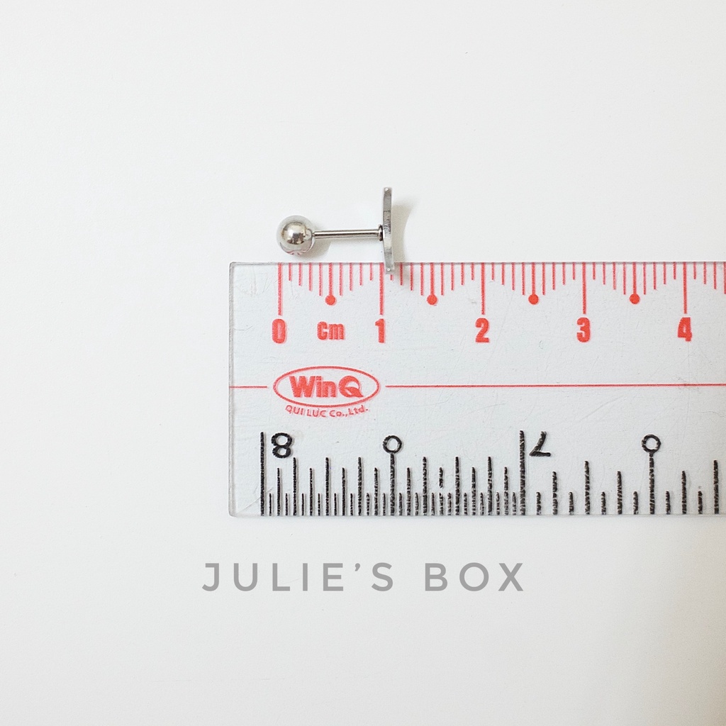 Khuyên Tai Nam Nữ Màu Bạc Mặt Trăng Đeo Trái Tai Đuôi Bi Unisex Titan Thép Y Tế Bông Tai Nữ Julies Box