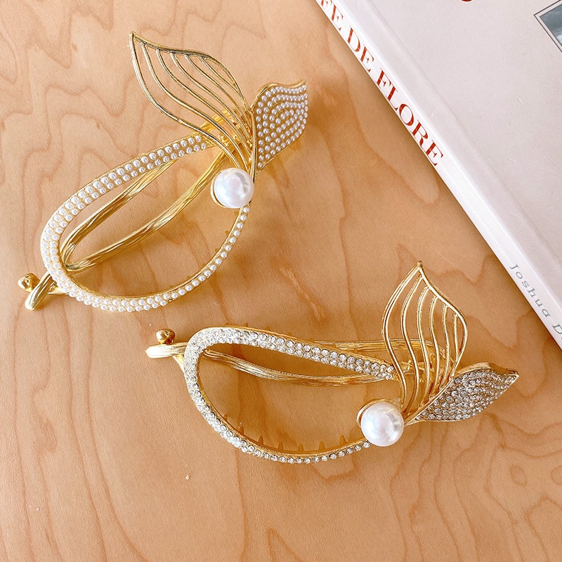 Kẹp Tóc Đuôi Cá Đính Ngọc Trai Phong Cách Hàn Quốc Đơn Giản Mới 2022