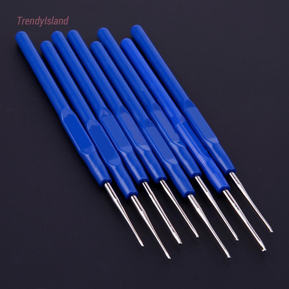 8pcs 0.6-1.75mm Crochet Hooks Kits Plastic Handle Knitting Needles Set Weave Yarn Household Craft