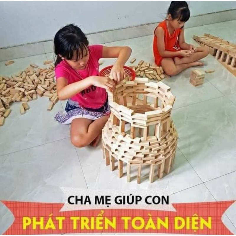 Gỗ xếp sáng tạo đô mi nô loại 1 trơn.