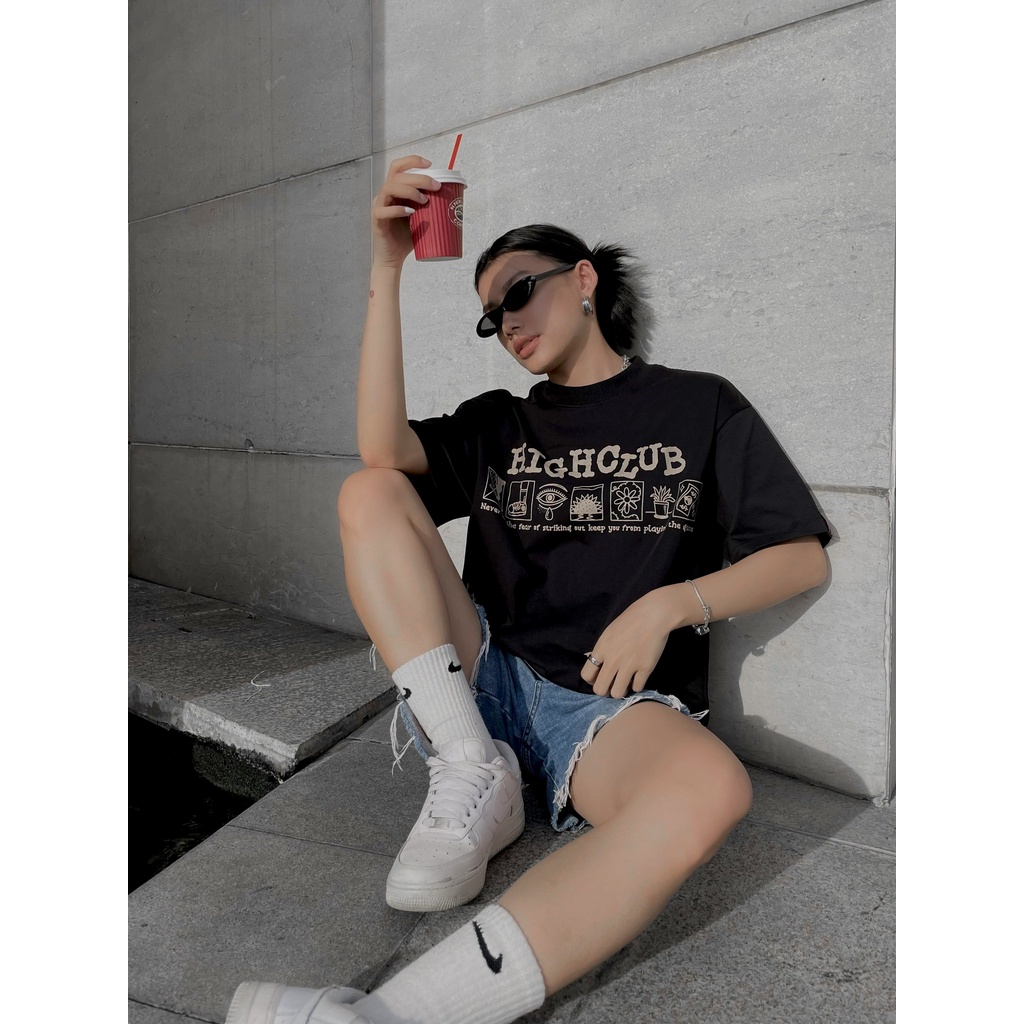 Áo Thun TAROT Tay Lỡ Unisex Nam/Nữ Đen/Beige Cổ Tròn - HIGHCLUB Brand Chính Hãng