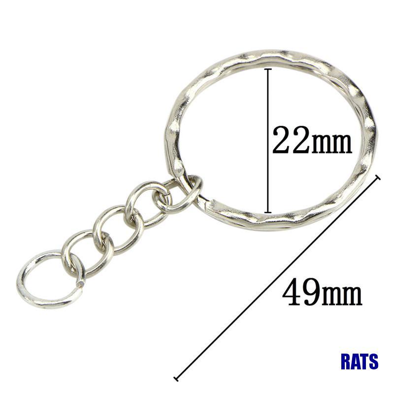 Set 50 móc ngắn làm móc khóa màu bạc mạ bóng 25mm diy