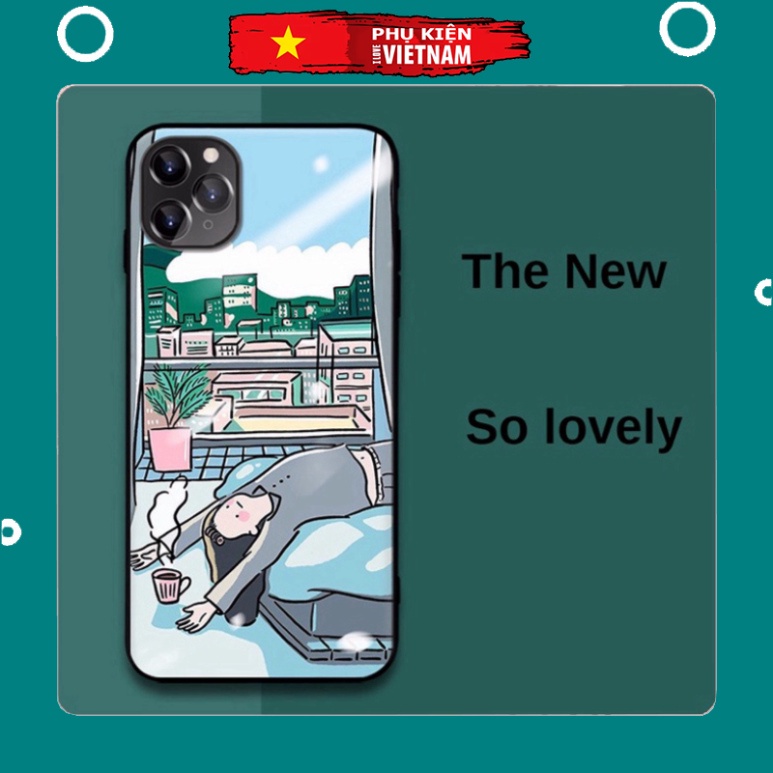 Ốp lưng iphone 6, 7, 8 Plus, X, XS, XR, XSMAX, 11, 11PRO, 11 PROMAX, 12, 13 PROMAX thiếu nữ NẰM NGỦ BẰNG KÍNH PKVN