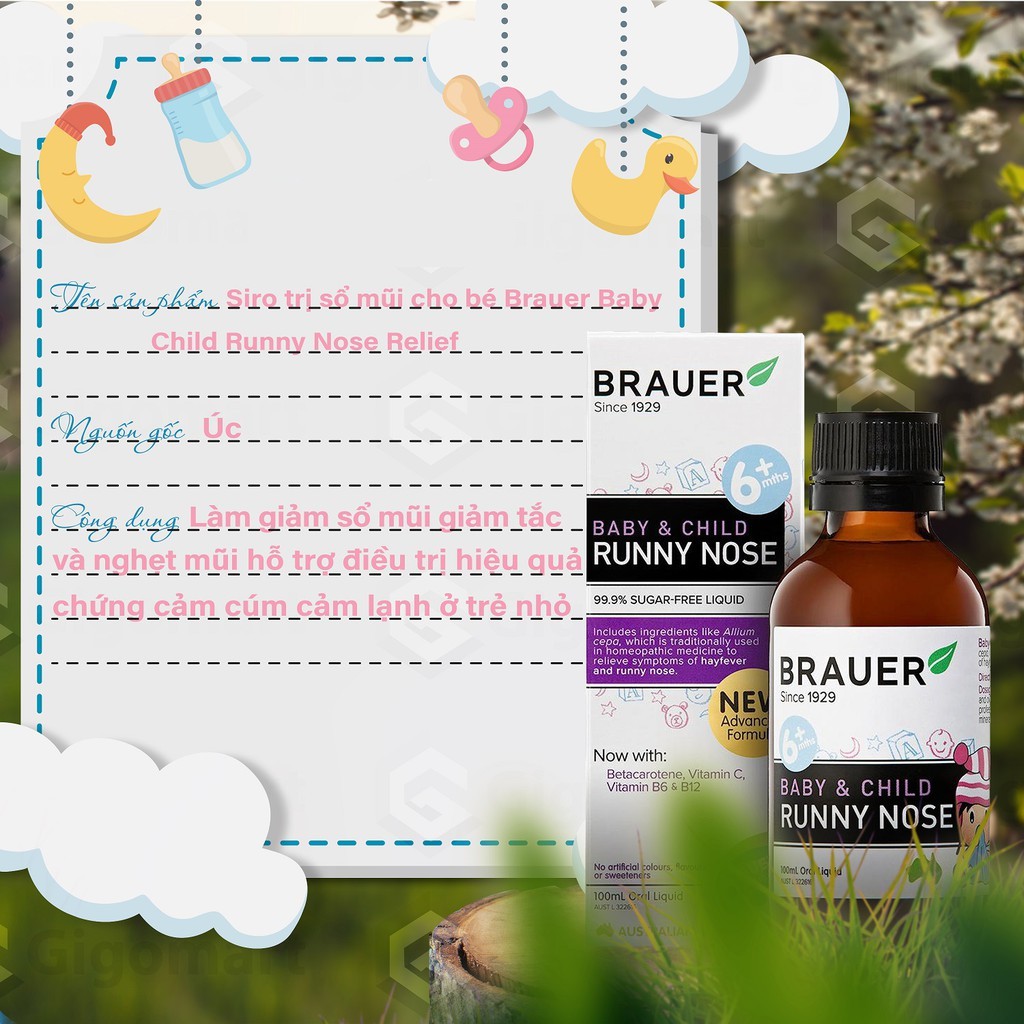 Giảm sổ mũi cảm cúm chỉ trong 24h Brauer Runny Nose cho bé từ 6 tháng 100ml - QT109