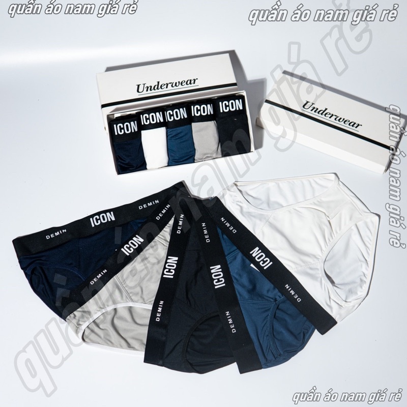 Comboquần sịp tam giác Icon chất vải thun lạnh, ko nhăn,ko xù,ko bay màu, co giãn 4 chiều, thoáng khí dễ vận động
