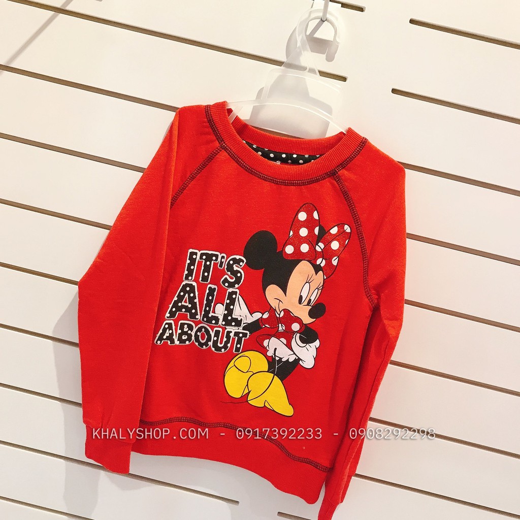 Áo tay dài trẻ em hình chuột Minnie Mouse màu đỏ size XS cho bé gái 4 tuổi (Mỹ US-UK) - ATTDMK01